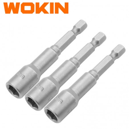 WOKIN - Cj. Ponteiras Magn. 1/4" x 10mm (3 Pçs) - 222410