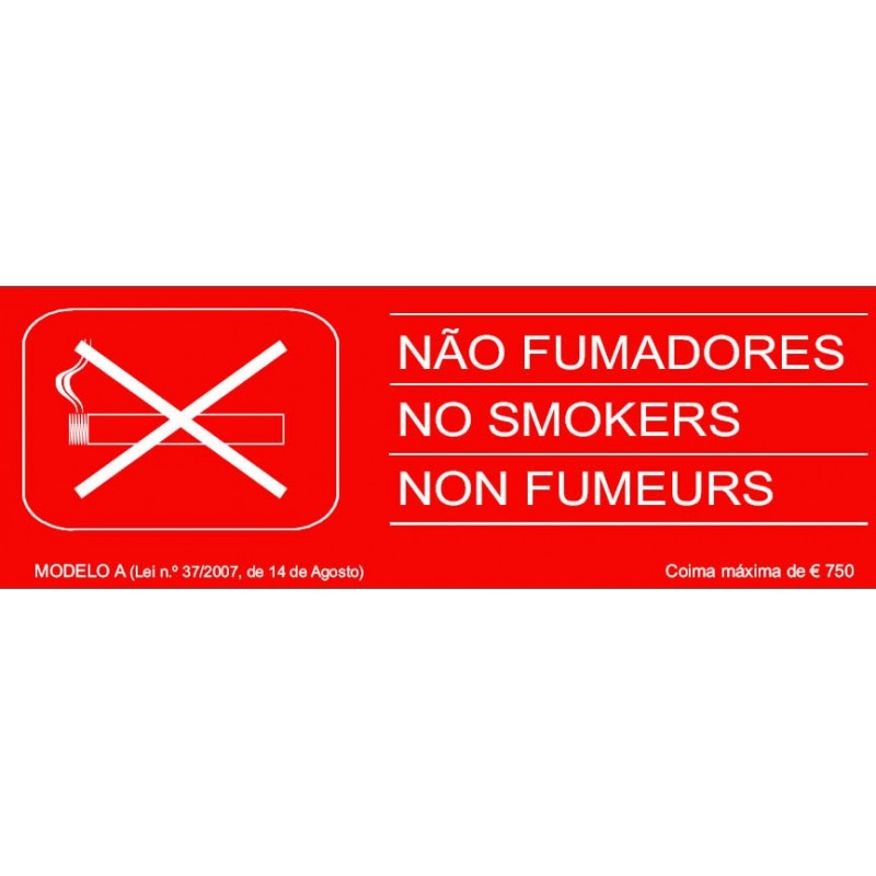 Sinal Autocolante - Não Fumadores (10 x 30cm)
